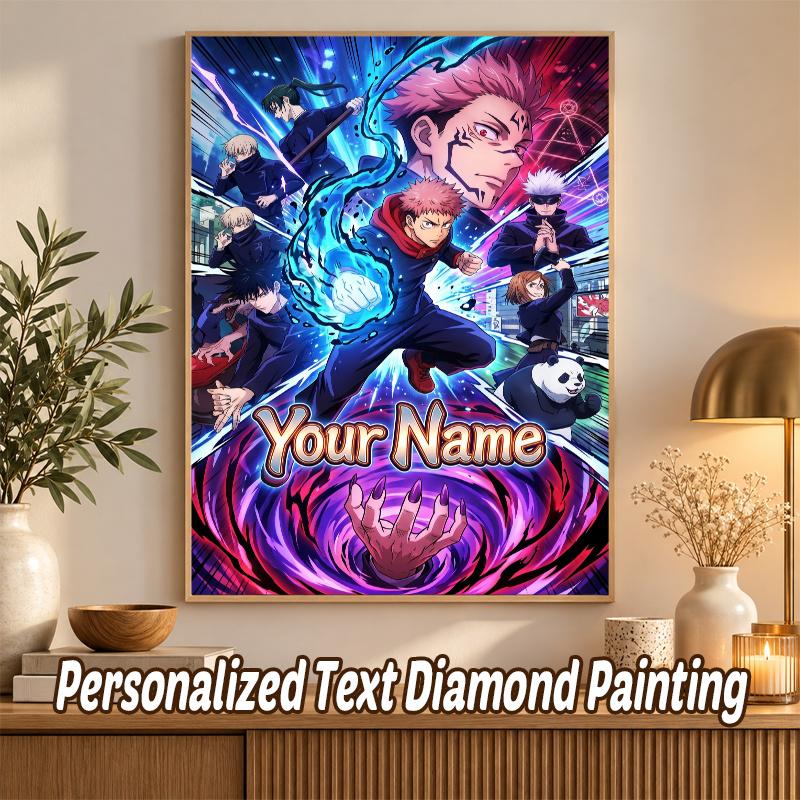Jujutsu Kaisen Custom Name Text 5D Diamond Painting Kit DIY Full Drill Diamond Art Decoration