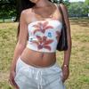 Summer Beach Sexy Off Shoulder Tube Top Ladies Party Flower Print Crop Tops Hot Girls Street Bodycon Sleeveless Underwear Holiday Strapless Tight Top