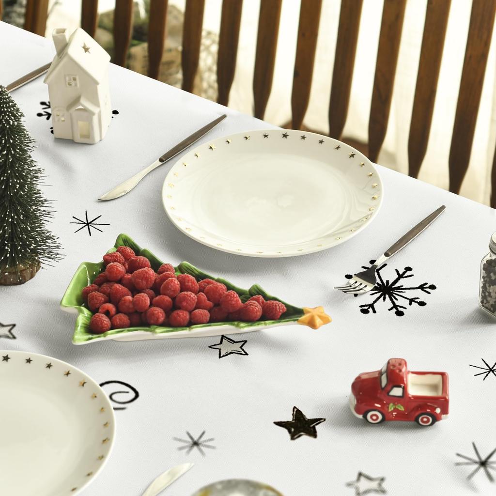 Рождественские елки Клетчатая черная прямоугольная скатерть Декор столовой Водонепроницаемая скатерть для стола Рождественские принадлежности для вечеринки