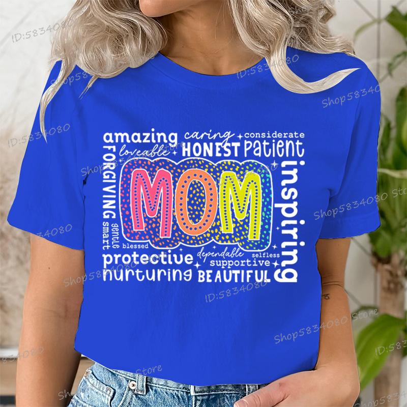 Retro Mother Fashion Casual Tops Gift for Mom Funny T Shirts Mothers Day Classic Tops Mom Life Printed Tshirt Womens Clothing
