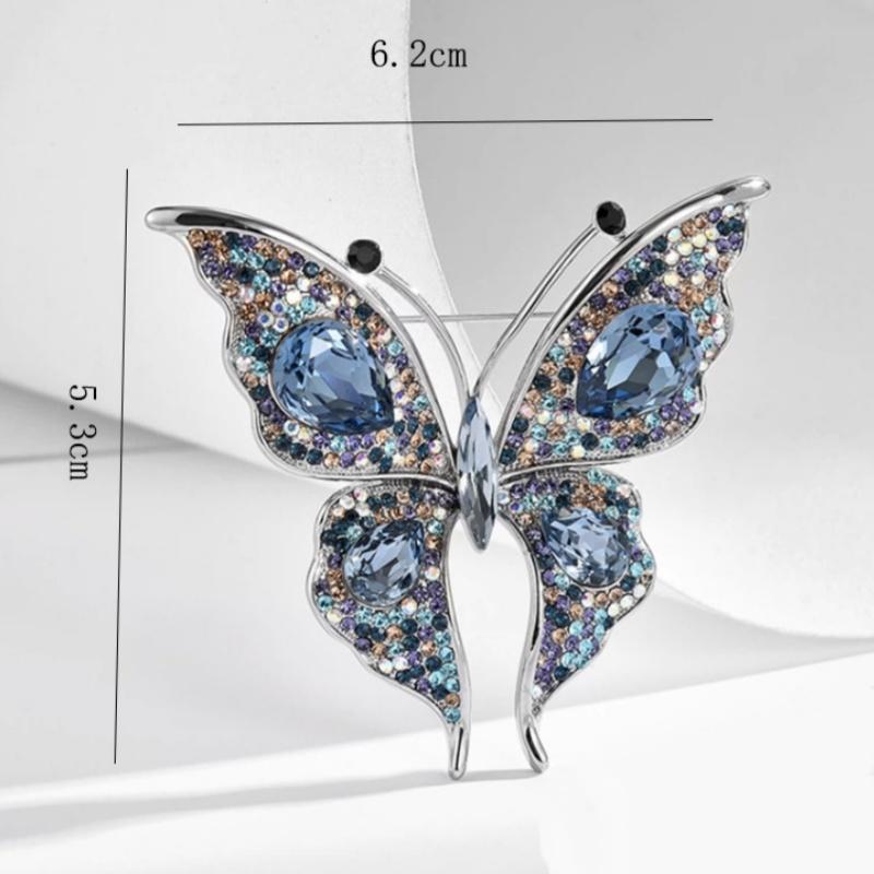 Rhinestone Butterfly Brooch Sparkly Exquisite Vintage Style Fashion Jewelry for Dinner Party Daily Outfit Anniversary Gift