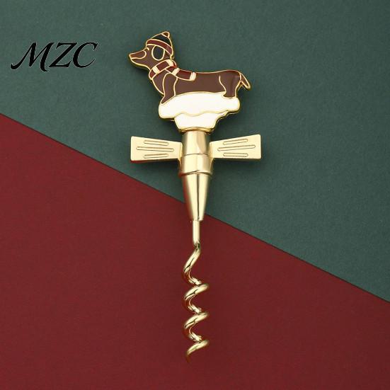 Christmas Kitchen Gadget Zinc Alloy Wine Bottle Opener, Enamel Hat/Gift/Bear/Dachshund Design, Ergonomic Gift for Lovers Double Wing Handle Corkscrew,