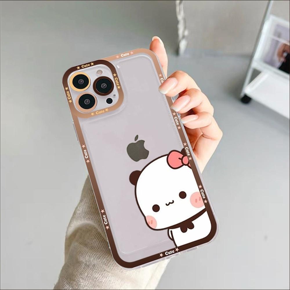 Bubududu Panda Phone Case For iPhone 11 12 13 14 Mini Pro Max XR X XS TPU Clear Case For 8 7 6 Plus SE 2020