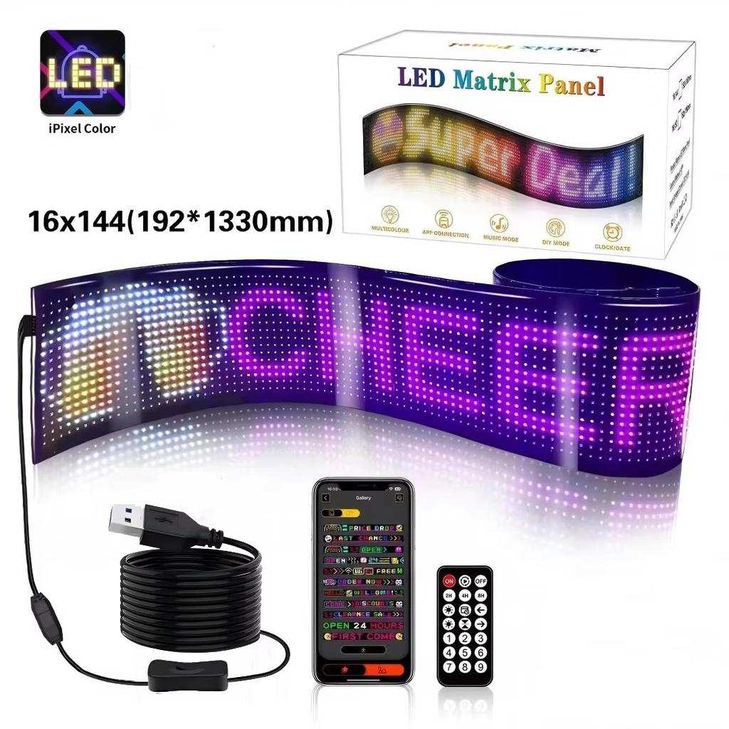 Car LED Sign Bluetooth APP LED Matrix Pixel Panel Night Light DIY Programmable Flexible LED Display For Car Store Hotel Bar