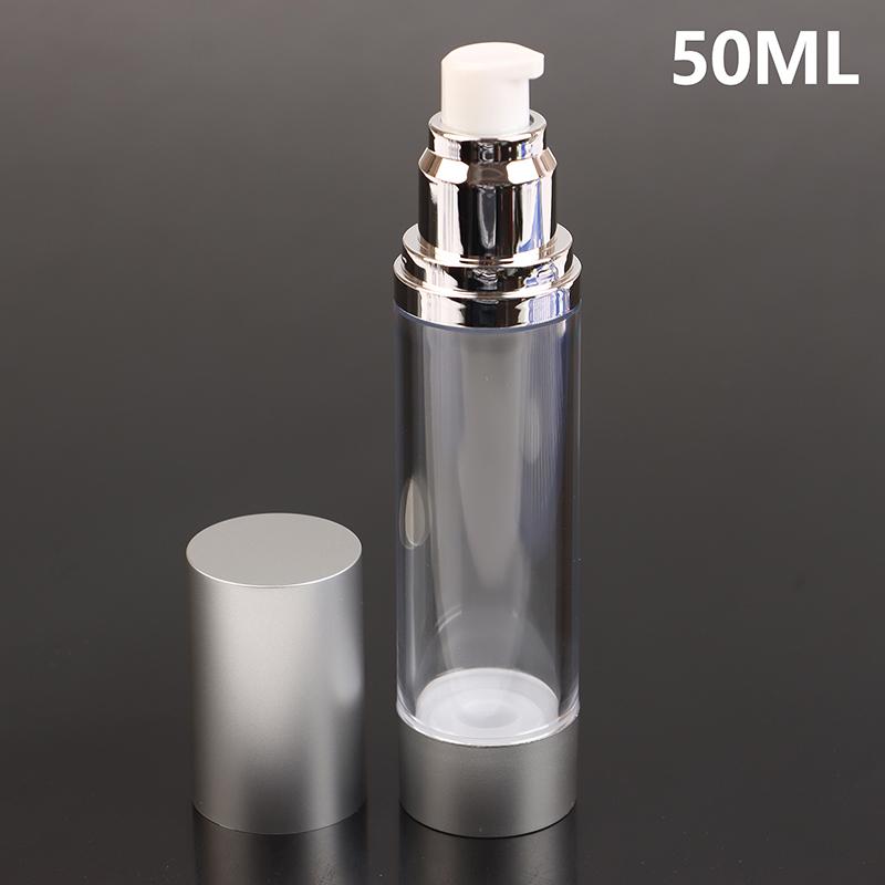 15/30/50Ml Uv Silver Lotion Bottle Empty Vacuum Pump Bottles Portable Facial Cream Foundation Airless Bottle Cosmetics Spray