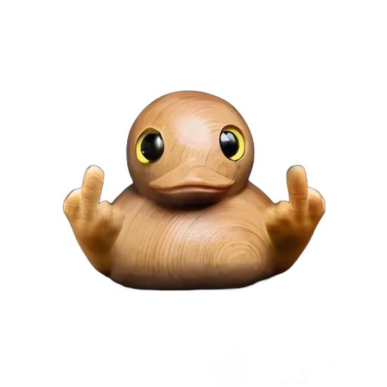 Деревянная фигурка утки со средним пальцем, маленькая желтая статуэтка утки, скульптура, ручная работа, модель животного, украшение для домашнего офиса, рабочего стола, орнамент