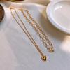Fashion Double-Layer Stacked Love Sweater Necklace Women'S Cold Wind Sweater Chain Long Temperament Collarbone Chain