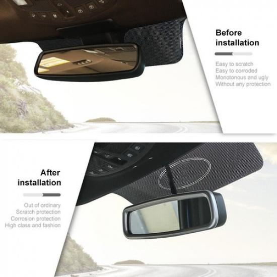 Console Rearview Mirror Frame Trim 1PCS For Ford Mustang 2015- Matte Silver