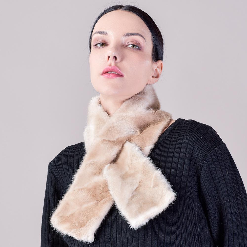 Норковый меховой шарф женский зимний новый кожаный высококачественный импортный мех норки теплый зимний двухсторонний плюшевый шарф