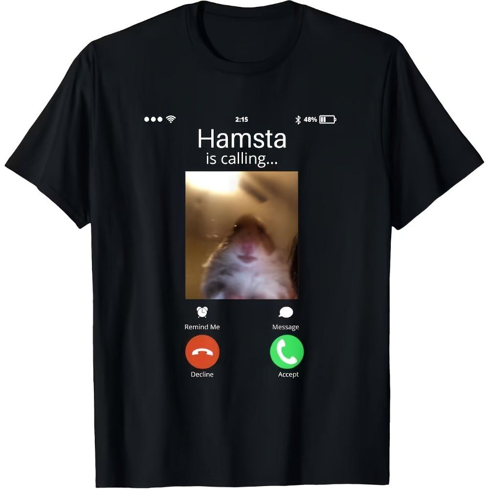 Funny Hamster Video Call Meme T-shirt Men's T-shirt Summer Item Suitable for Both Men and Women
