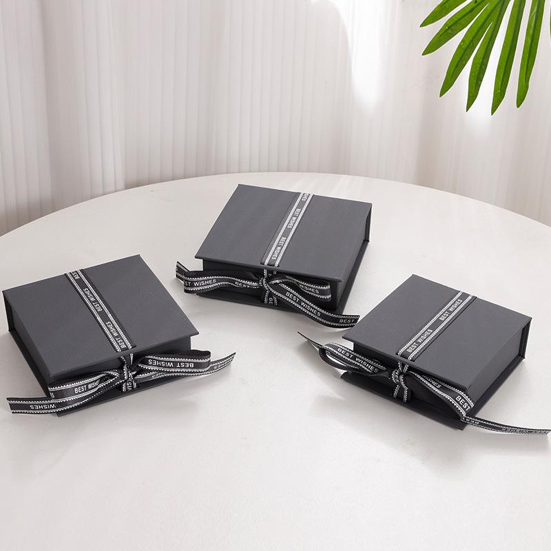 Bow Ribbon Paper Jewelry Box Necklace Earrings Bracelet Ring Storage Organizer High-end Flip Gift Jewelry Packaging Box Joyero