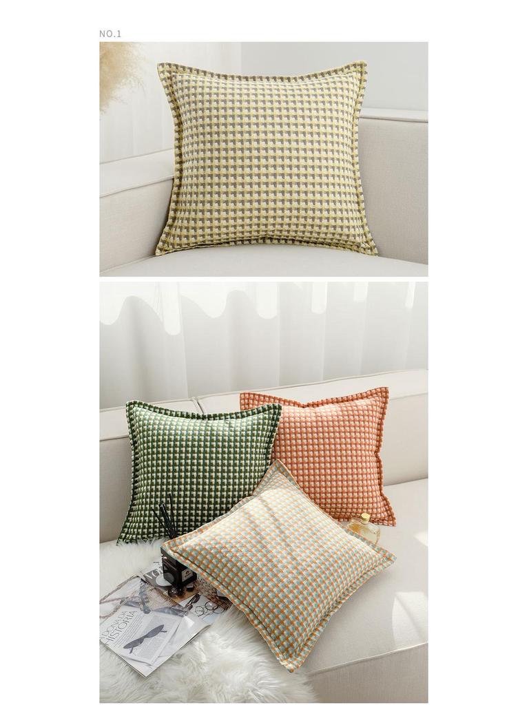 Nordic Retro Houndstooth Linen Pillowcase for Living Room Sofa