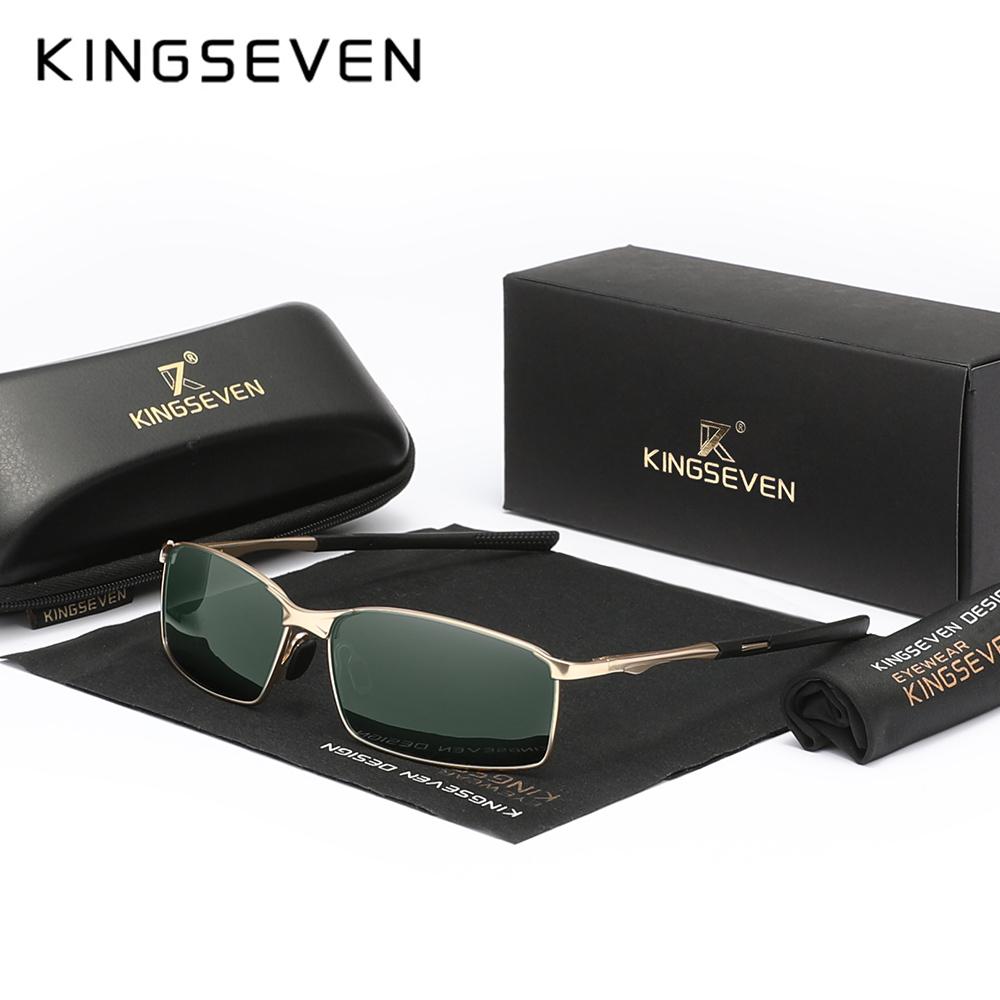 Kingseven Модные прямоугольные солнцезащитные очки для мужчин UV400 поляризация сплав оправа очки для верховой езды Parsnip роскошные винтажные очки