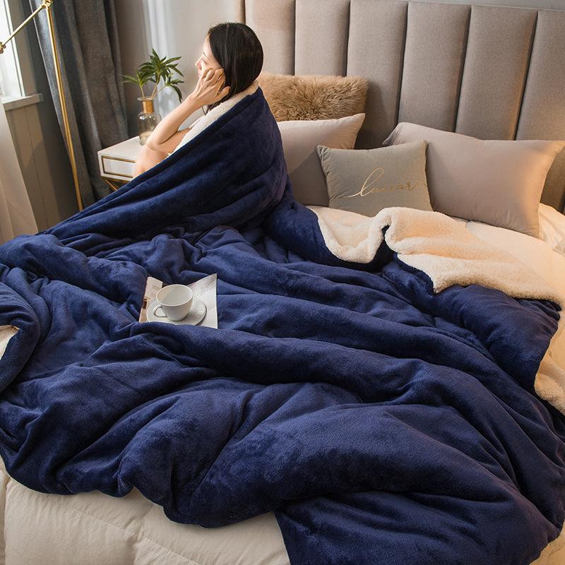 Шерстяное одеяло, сохраняющее тепло, зимние одеяла, двухстороннее королевское пододеяльник, покрывало для кемпинга, покрывало на кровать