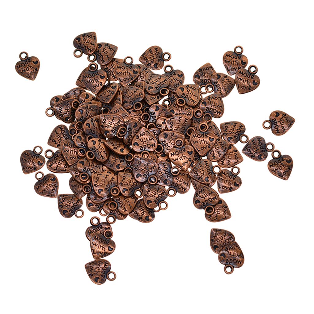 100 шт. СДЕЛАНО С ЛЮБОВЬЮ Подвески в форме сердца для изготовления ювелирных изделий своими руками