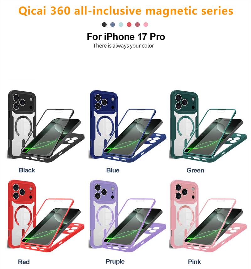Полностью закрывающий магнитный чехол для iPhone 17 Pro Max - Совместим с моделями 13-17, Прозрачный дизайн