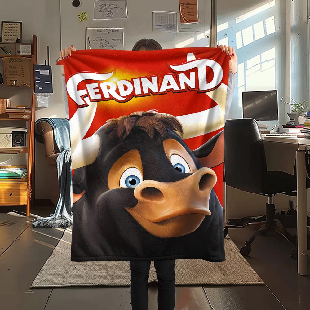 1PC Ferdinand Print Flannel Blanket, High quality All Seasons, Home Decor, Warmth and Comfort, Perfect for Christmas Gifts