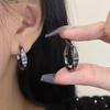 Серебряные Черные Глянцевые Серьги-Кольца для Женщин, Милый Стильный Дизайн, Модный Новый Тренд 2024.