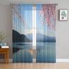 Mount Fuji With Cherry Blossom View From Lake Kawaguchiko Japan Sheer Curtains for Room Bedroom Window Voiles Tulle Curtain