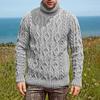 Свитер мужской с высокой горловиной, вязаный крючком, толстый шерстяной вязаный свитер, мужской свитер с длинным рукавом