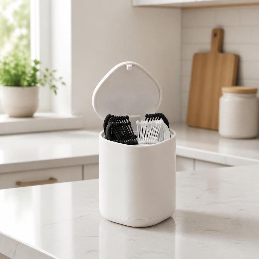 Push Type Cotton Swab Holder Automatic Lifting Plastic Toothpick Stand Restaurant Use