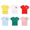 Baby Girls Summer Cotton Solid Print T-shirt Tops Blouse Short Sleeve Children Casual Tee Shirts