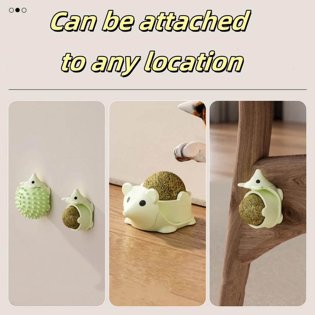 Catnip Hedgehog Multi Functional Wall Sticker Hedgehog Catnip Toys Promote Cat Snack Digestion Smart Cat Toys Wall Suction Cup L