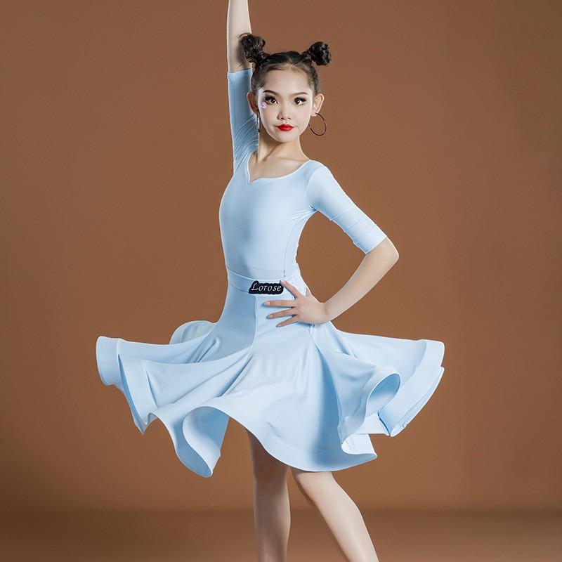 Girls Latin Dance Costume Professional Performance Outfit Kids Competition Practice Exam Stage Wear