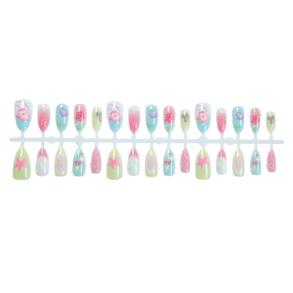 30Pcs 3D False Nails Pearl Flowers Nail Extensions New Almond Nail Women Use