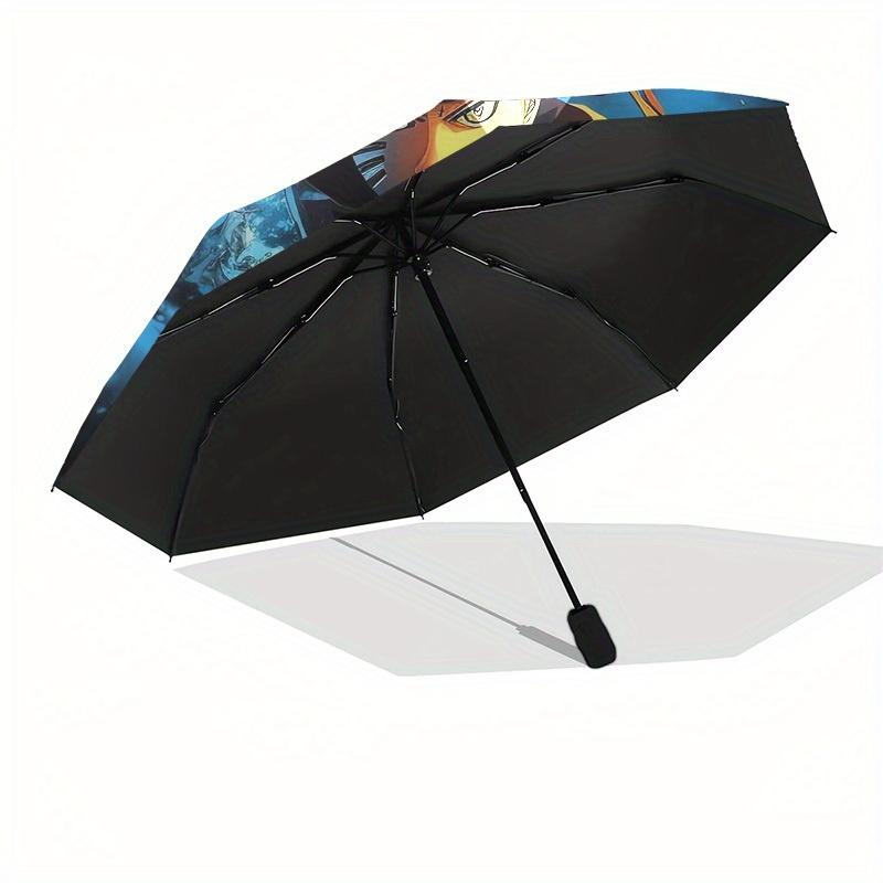Uzumaki Fire Mode Artwork Umbrella with Plastic Handle, Compact & Stylish, Vibrant Cartoon Pattern, Suitable for All Seasons H