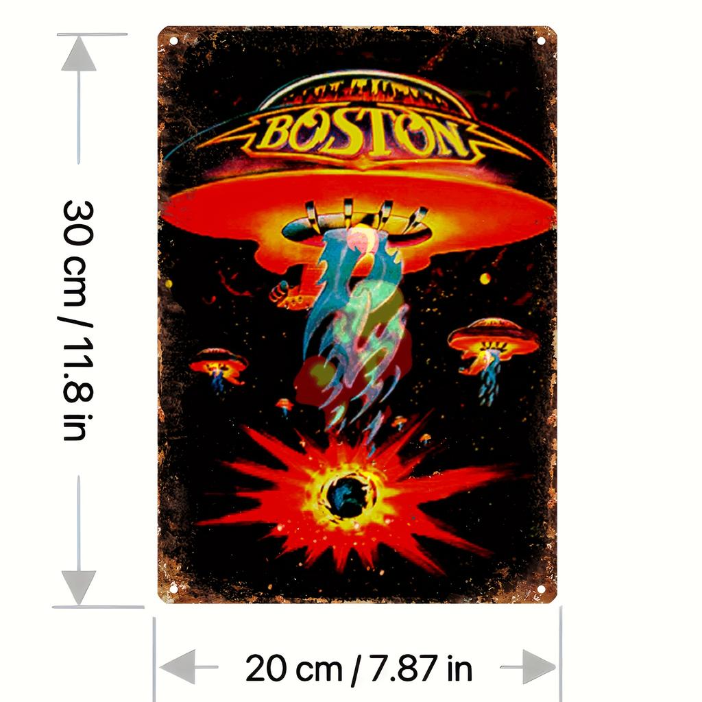 Iconic, Rock N Roll Vintage Metal Tin Sign - 8"x12" | Funny Rock Band Art for Home & Bar Decor, Durable Iron Wall Hanging