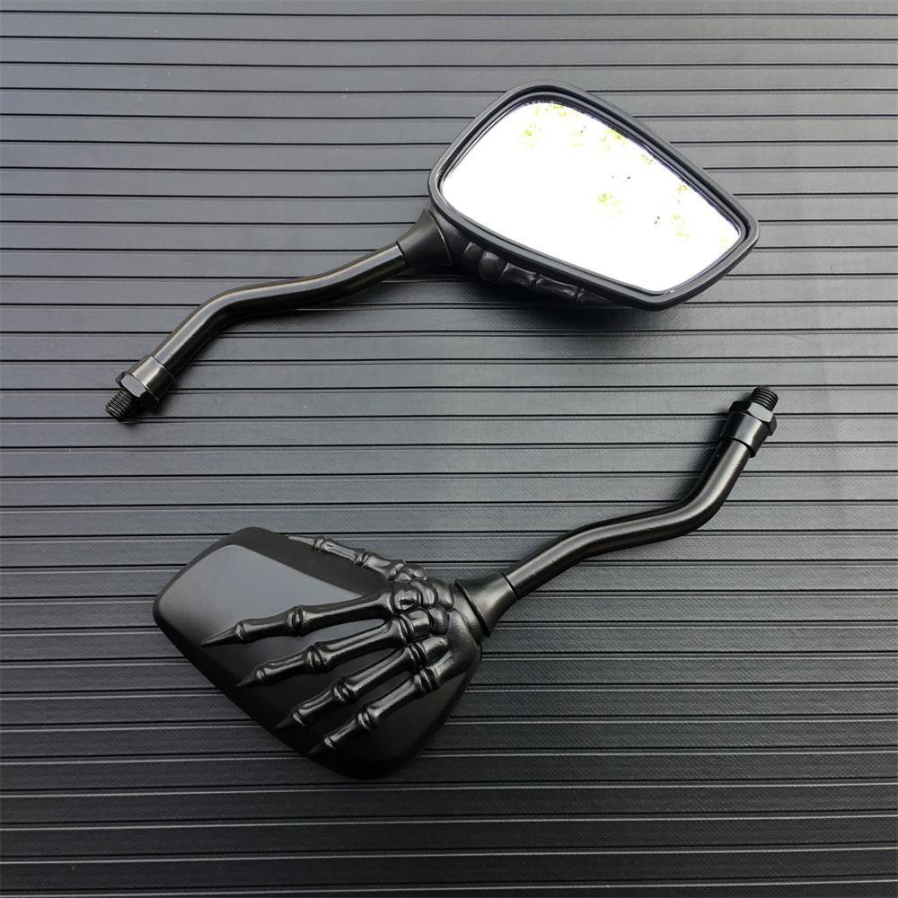 2 шт. Универсальное мотоциклетное зеркало заднего вида с винтом 8 мм/10 мм, алюминиевый сплав, скутер, скелет, череп, рука, переделка, мотоцикл