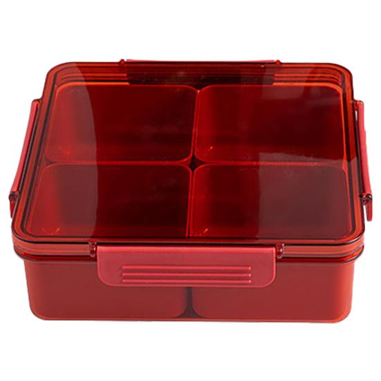 Round Plastic Divided Serving Tray with Lid 4/5 Individual Dishes Food Storage Containers Snack Fruit Veggie Candies Serving Platter Home Supplies