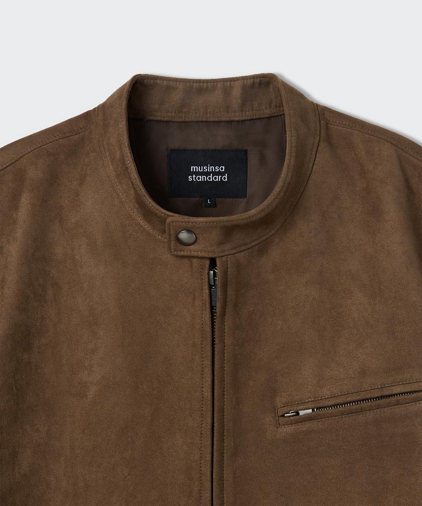 MUSINSA STANDARD Synthetic Suede Racer Jacket [Light Brown]