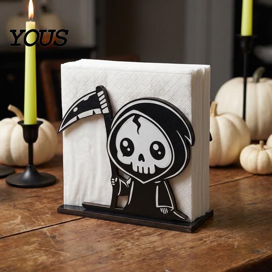 Декоративный держатель для салфеток с буквами BOO на Хэллоуин, Деревянный держатель, Милый пастельный тыква-призрак Черный кот, Настольный диспенсер для салфеток, Водонепроницаемый