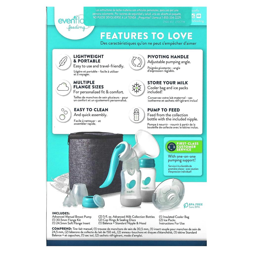 Evenflo Feeding Улучшенный ручной молокоотсос Deluxe Advanced, набор из 10 предметов