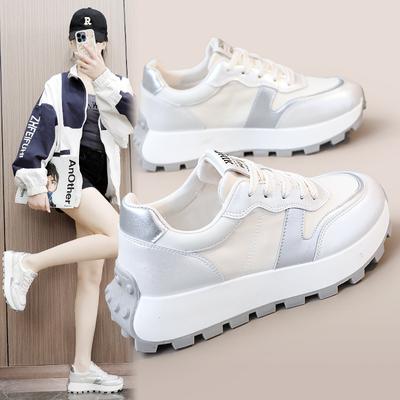 G6832 Новые белые туфли, женские весенне-летние туфли для папы на толстой подошве с завышенной подошвой, женские туфли для доски, износостойкие, дышащие с круглой головкой