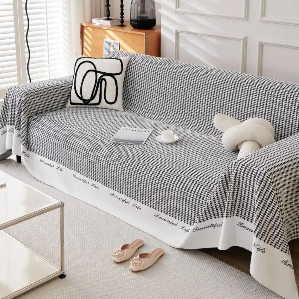 Outdoor Camping Picnic Mat Throw Blankets for Living Room Sofa Couple Position Houndstooth Soft Cover Sofa Towel Blanket