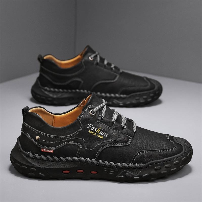 Модная мужская кожаная повседневная обувь, дышащая обувь ручной работы, мягкая рабочая обувь с низким верхом, кожаные ботильоны