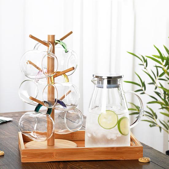 Деревянный держатель для чашки, подставка для кофейных кружек, подставка для кружек на столешницу с 6 крючками, органайзер для кружек