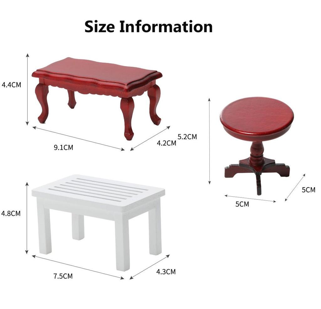 Моделирование приставного столика, мебель, игрушки, кукольный домик, украшение, деревянный журнальный столик, 1/12 кукольный домик