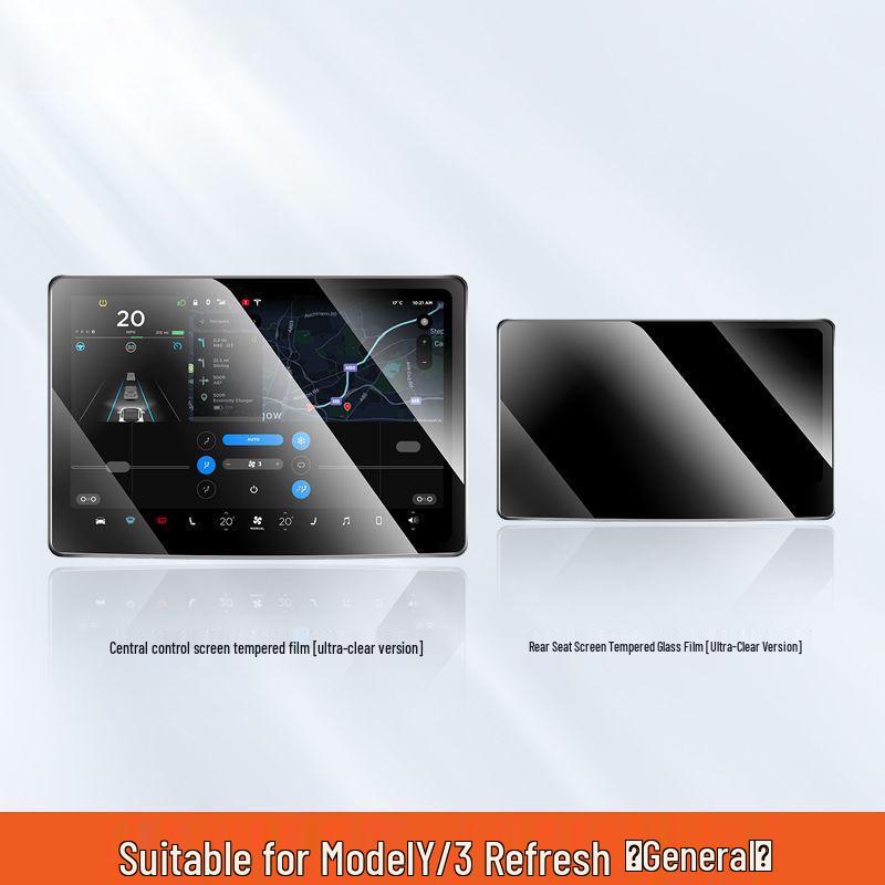 Tesla Model Y/3 2025 Edition: Ультрапрозрачное закаленное стекло для центральной консоли и заднего подлокотника
