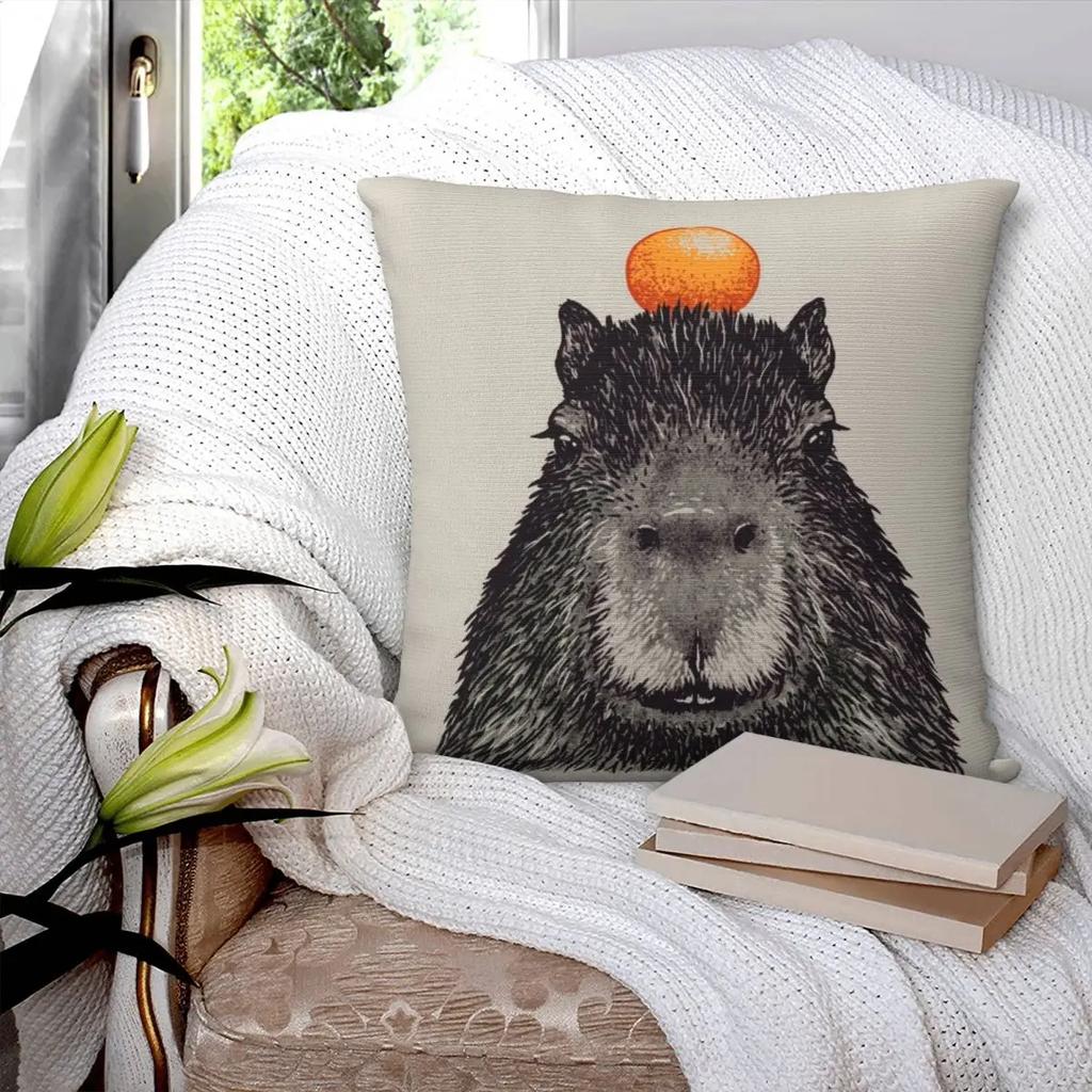 Капибара Оранжевая Капи Юзу Наволочка Двусторонняя печать Наволочка Декоративная Милая Животная Наволочка Чехол Кровать