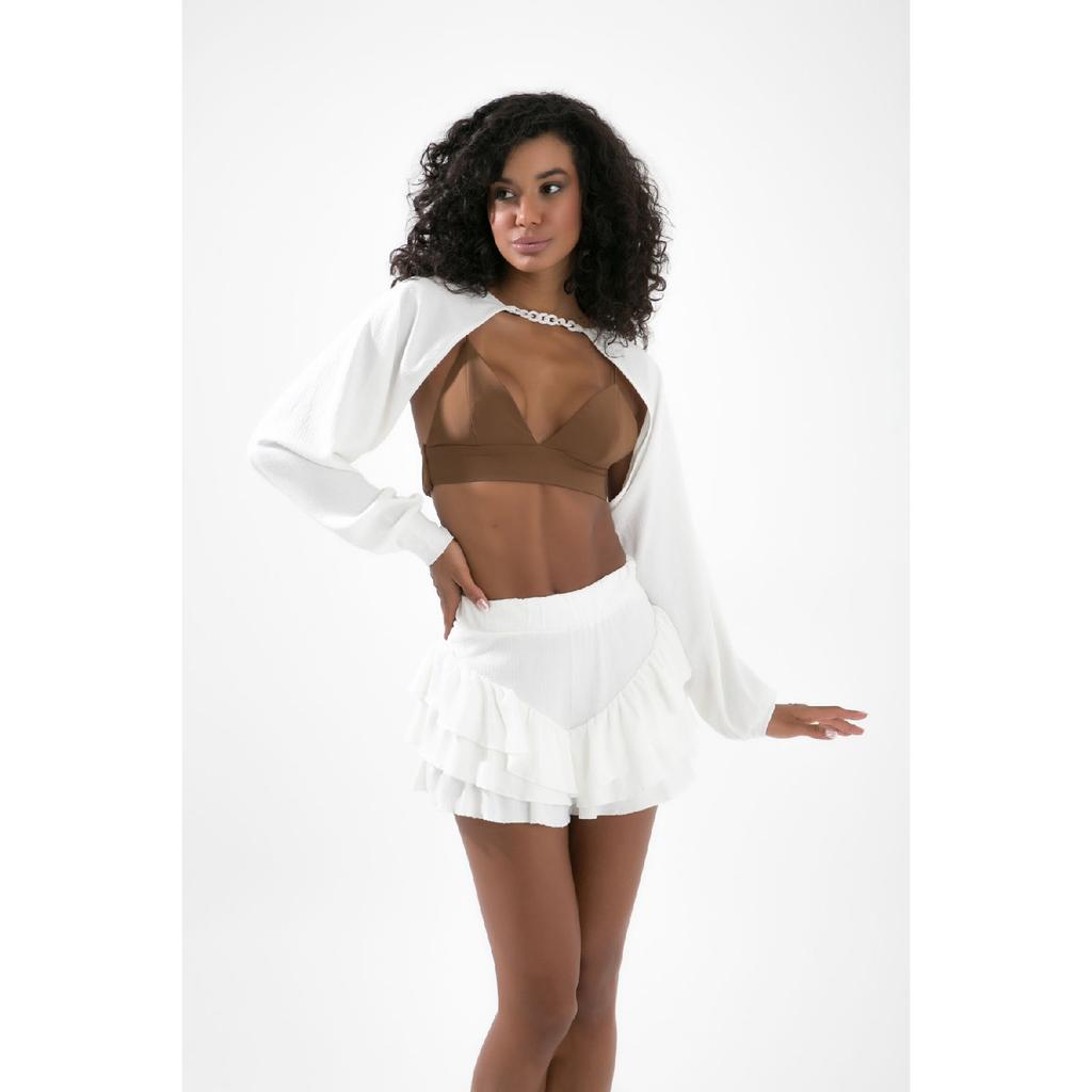 Hello Short Skirt Layered Ruffle Flounce Mini Trend Skirt With Shorts