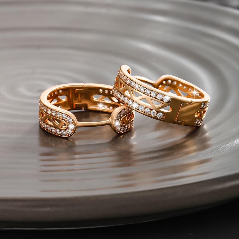 Новые золотые серьги-кольца, серьги-кольца с изящным паве CZ и бриллиантами, минималистичный изысканный ювелирный подарок для женщин