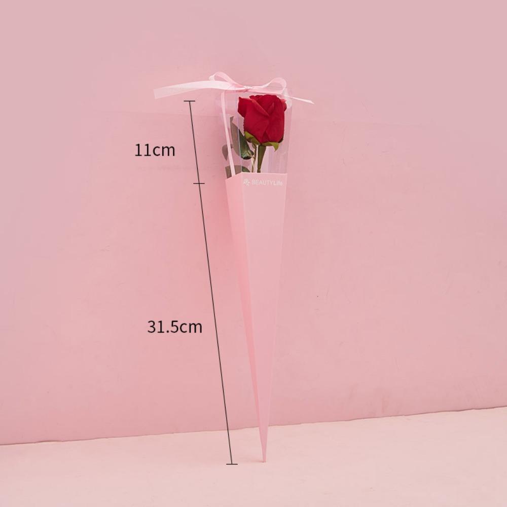 10Pcs Single Rose Bouquet Wrapping Paper Plastic Triangular Box  for Flowers Valentine's Day