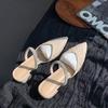 Тапочки Baotou, женская летняя одежда 2024 года, новые модные тапочки с острым носком на толстом каблуке, женственные женские туфли