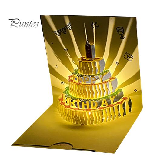 3D-открытка на день рождения, всплывающая поздравительная открытка с музыкальными огнями, открытка на день рождения с тортом для женщин, мужчин, детей, друзей