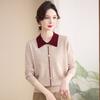 New Fashion Sweater Doll Collar Thin Mom Top Middle-aged Ladies Spring and Autumn Long Sleeve Knitting