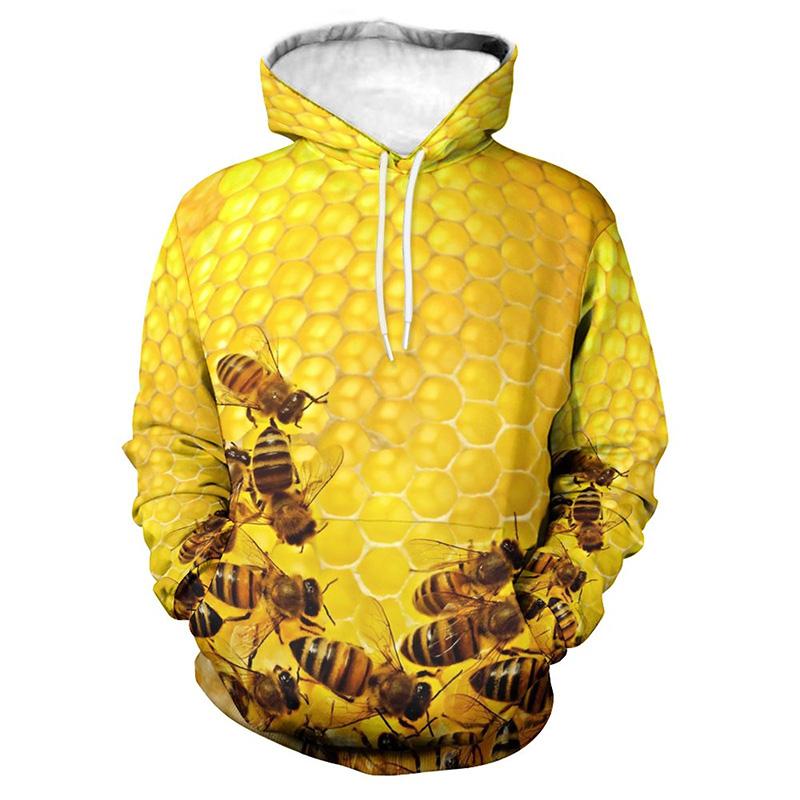 Honeycomb Bee Graphic Sweatshirts Funny Insect Bees 3D Printed Hoodies For Men New In Hoodie & Sweatshirts Casual Y2k Hoody